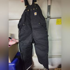 Carhartt Artic Quilt Lined Bib Overalls Black NWT